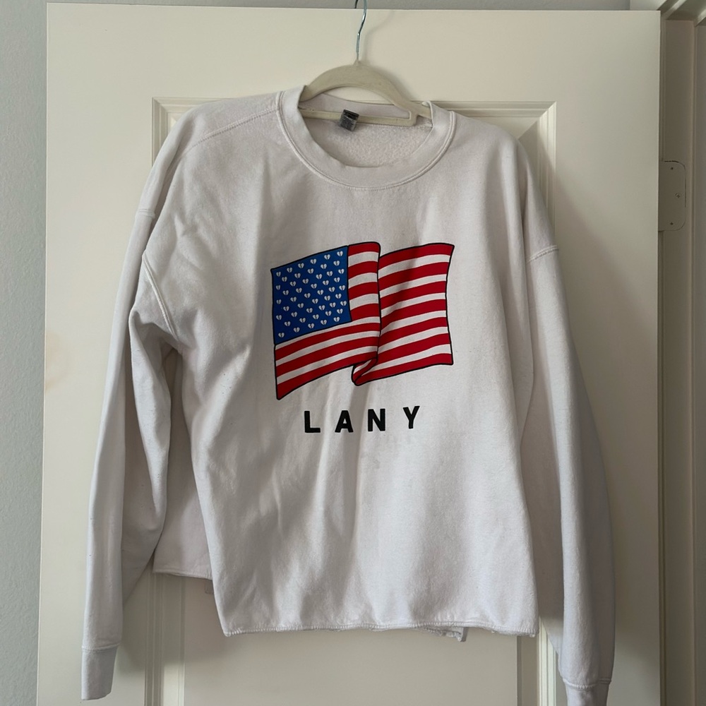 LANY White Sweater with American Flag Design